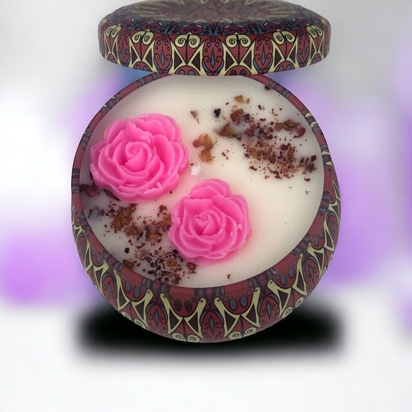 - - 1 HANDCRAFTED AROMATHERAPY SOY CANDLE IN A 4 OZ DECORATIVE TIN - Picture 8 of 10